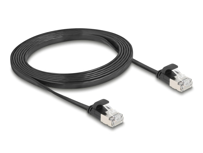 Delock RJ45 Flachband Patchkabel Stecker zu Stecker Cat.6A U/FTP 2 m schwarz