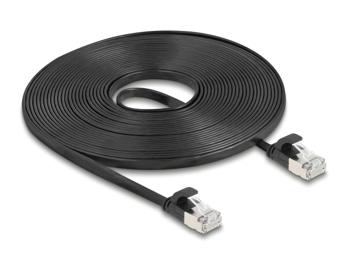 Delock RJ45 Flachband Patchkabel Stecker zu Stecker Cat.6A U/FTP 7,5 m schwarz