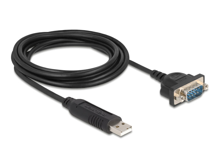 Delock USB RS-232 Adapter USB 2.0 zu D-Sub 9 Stecker mit Muttern kompaktem seriellen Steckergehäuse 1,8 m