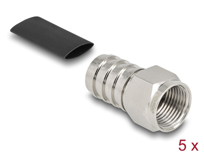 Delock F Stecker zum Crimpen RG-59 mit passendem Schrumpfschlauch - 5 Stück