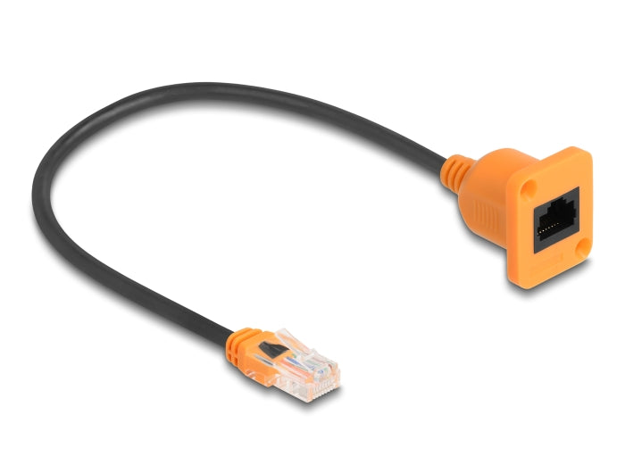 Delock D-Typ RJ45 Kabel Stecker zu Buchse Cat.5e UTP orange / schwarz 30 cm