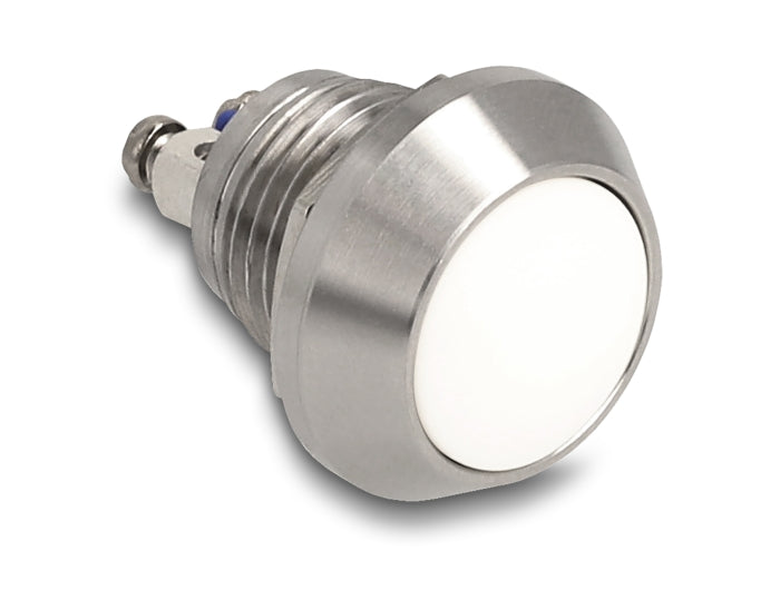 Delock Drucktaster zum Einbau 12 mm 2 x Schraubklemme tastend weiß