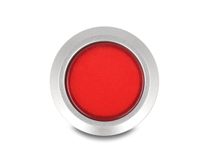 Delock Drucktaster zum Einbau 22 mm 5 x Lötanschluss Taster flach Plastik LED rot