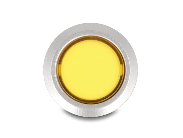 Delock Drucktaster zum Einbau 22 mm 5 x Lötanschluss Taster flach Kunststoff LED gelb