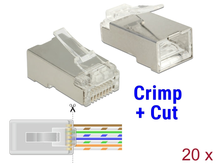 Delock RJ45 Crimp+Cut Stecker Cat.6 STP 20 Stück
