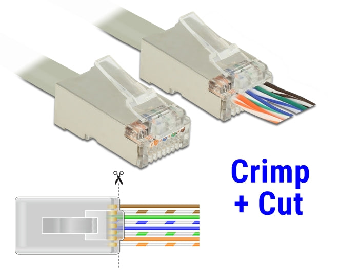 Delock RJ45 Crimp+Cut Stecker Cat.6 STP 20 Stück