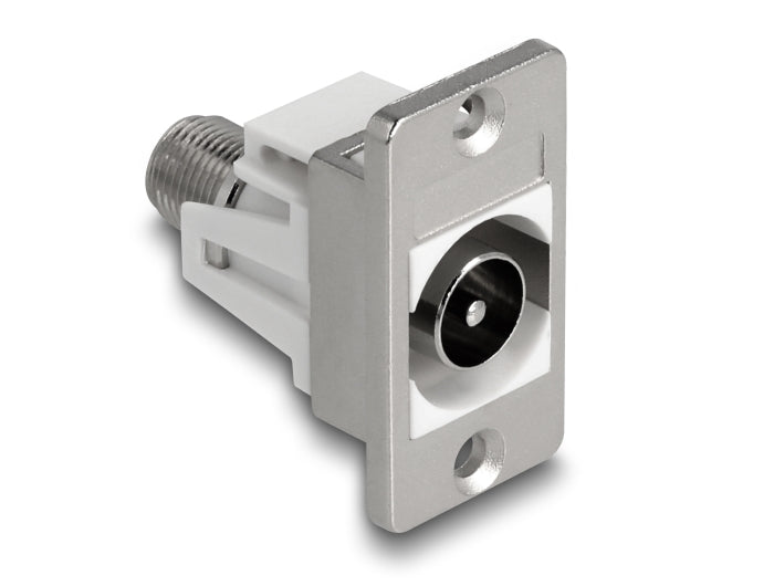 Delock Panel Mount IEC Stecker zu F Buchse silber / weiß