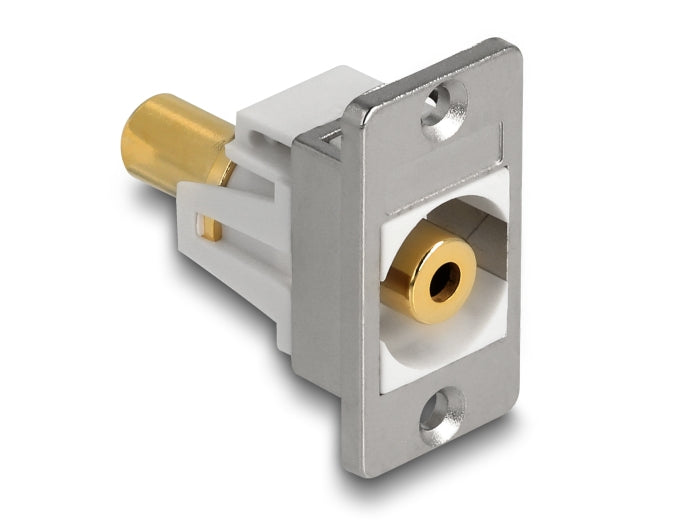 Delock Panel Mount Klinkenbuchse 3,5 mm 3 Pin zu Klinkenbuchse 3,5 mm 3 Pin vergoldet silber / weiß