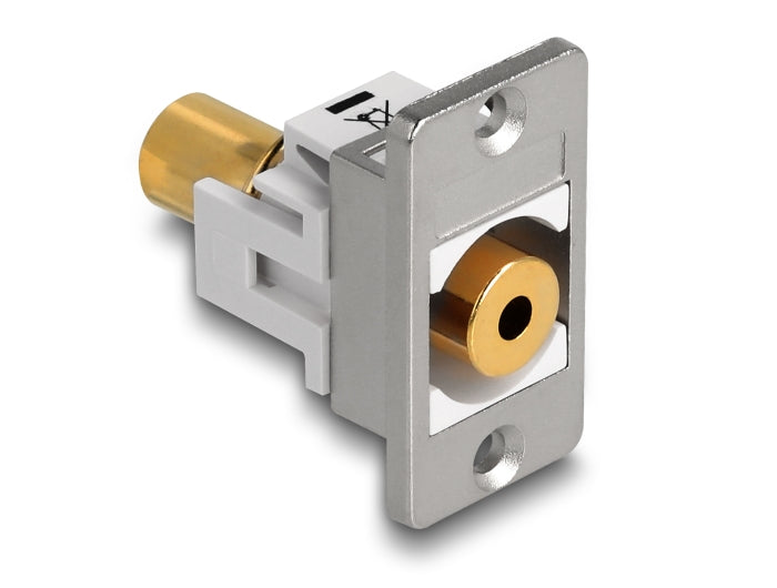 Delock Panel Mount Klinkenbuchse 3,5 mm 4 Pin zu Klinkenbuchse 3,5 mm 4 Pin vergoldet silber / weiß