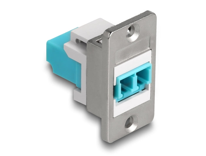 Delock Panel Mount LC Duplex zu LC Duplex Buchse silber / weiß / aqua