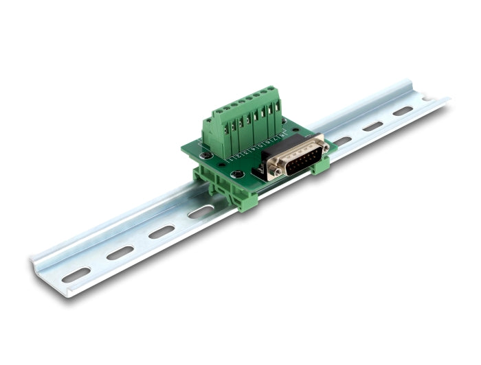 Delock D-Sub 15 Pin Stecker zu Terminalblock für Hutschiene