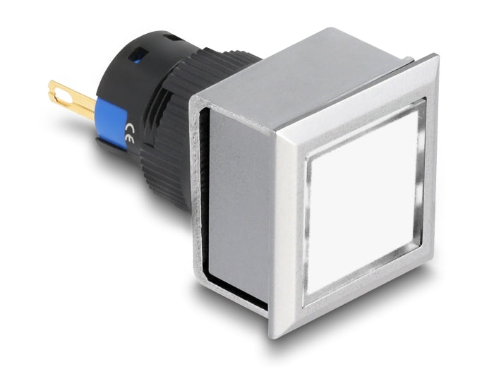 Delock 16 mm Kunststoff Signallampe weiß / Lötversion / viereckig