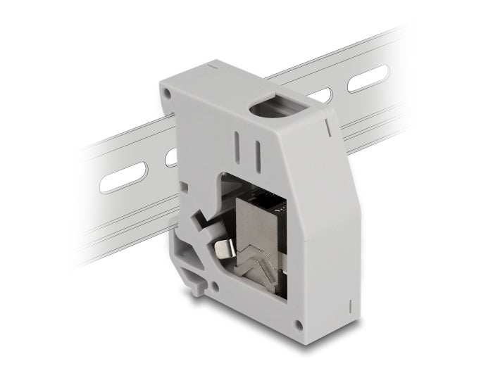 Delock Hutschienenadapter mit Keystone Modul RJ45 Buchse zu RJ45 Buchse Cat.6A