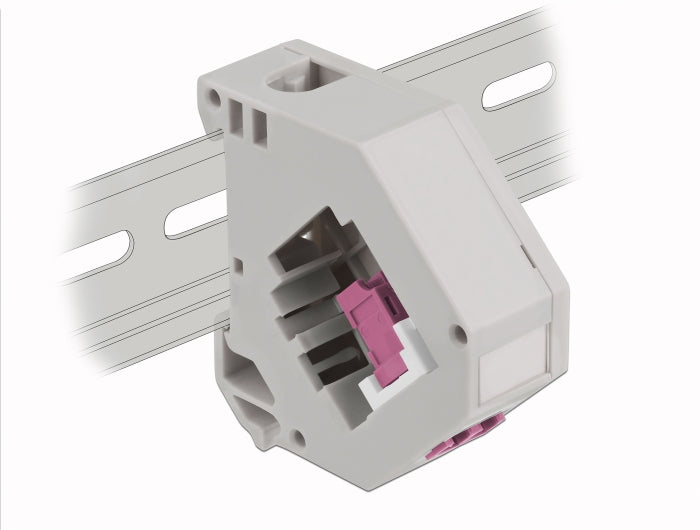 Delock Hutschienenadapter mit Keystone LC Duplex Buchse zu LC Duplex Buchse violett