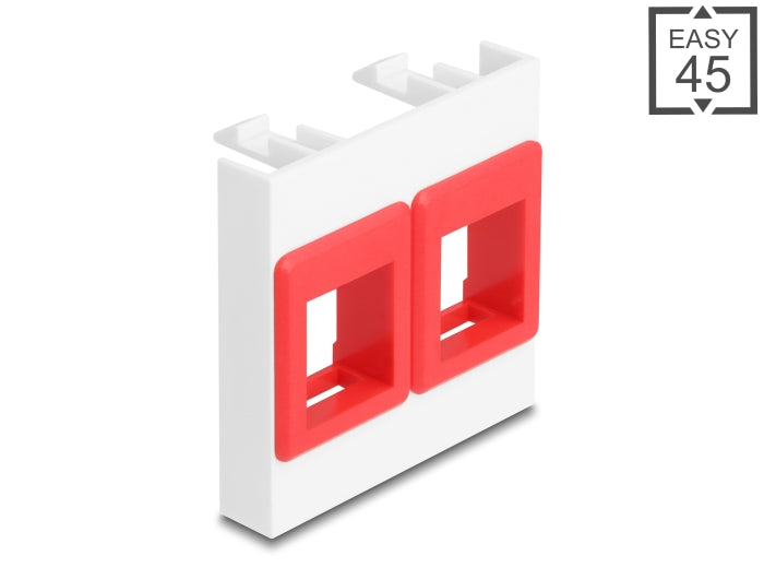 Delock Easy 45 Modul mit zwei Keystone Halterungen 45 x 45 mm, weiß / rot