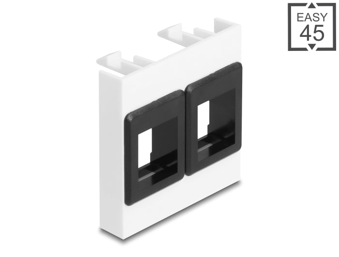 Delock Easy 45 Modul mit zwei Keystone Halterungen 45 x 45 mm, weiß / schwarz
