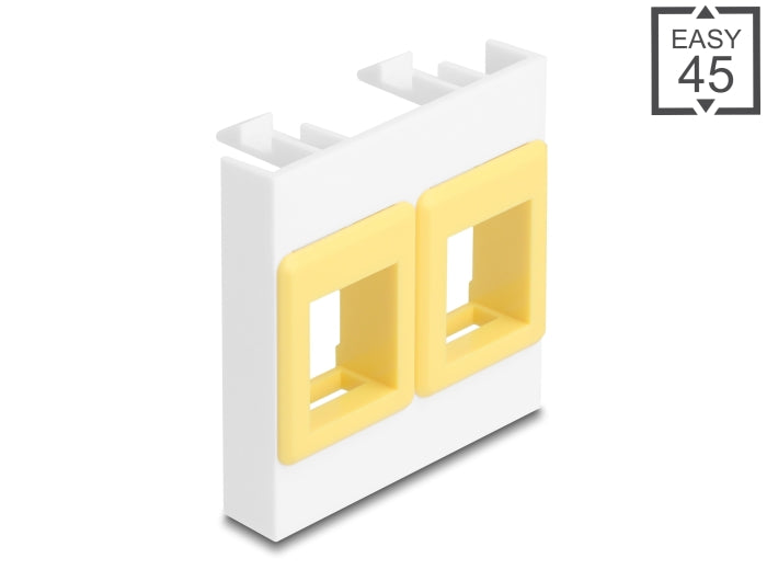Delock Easy 45 Modul mit zwei Keystone Halterungen 45 x 45 mm, weiß / gelb