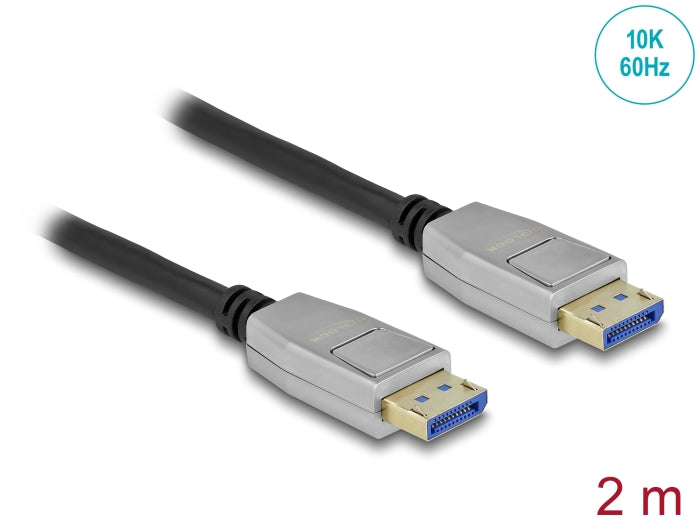 Delock DisplayPort Kabel 10K 60 Hz 54 Gbps Metallgehäuse 2 m