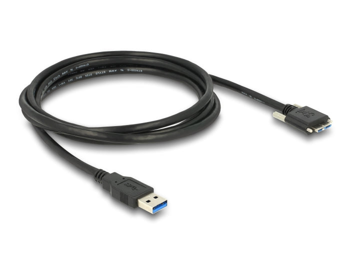 Delock USB 5 Gbps Kabel Typ-A Stecker zu USB 5 Gbps Typ Micro-B Stecker mit Schrauben 2 m
