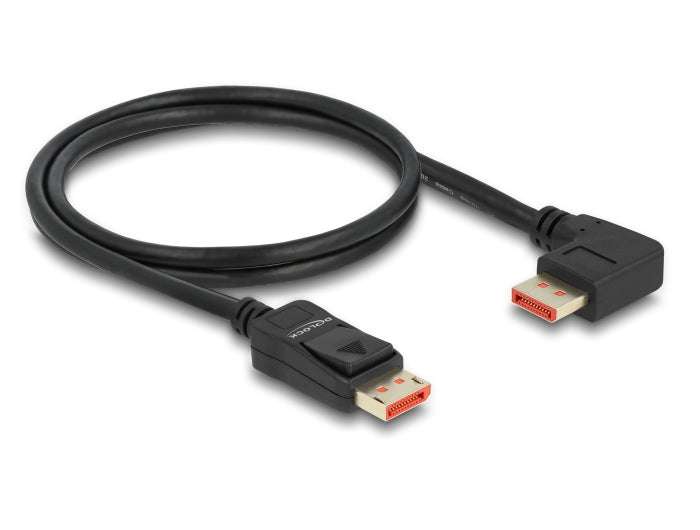 Delock DisplayPort Kabel Stecker gerade zu Stecker 90° rechts gewinkelt 8K 60 Hz 1 m