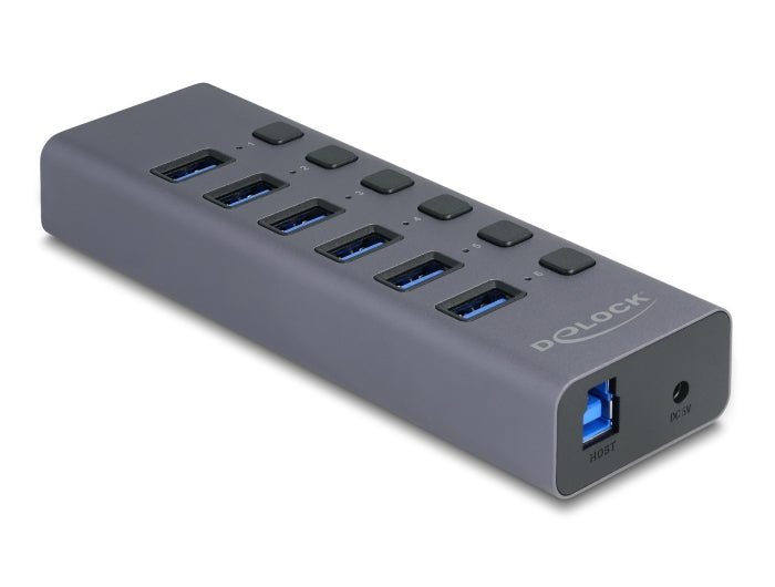 Delock Externer USB 5 Gbps 6 Port Hub mit Schalter und SD / Micro SD Slot