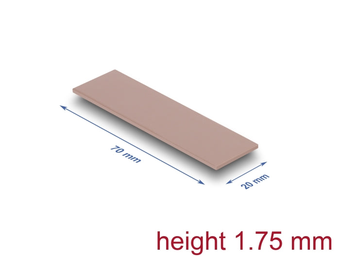 Delock Wärmeleitpad 70 x 20 x 1,75 mm für M.2 Module 3,0 W/mK - Silikonfrei