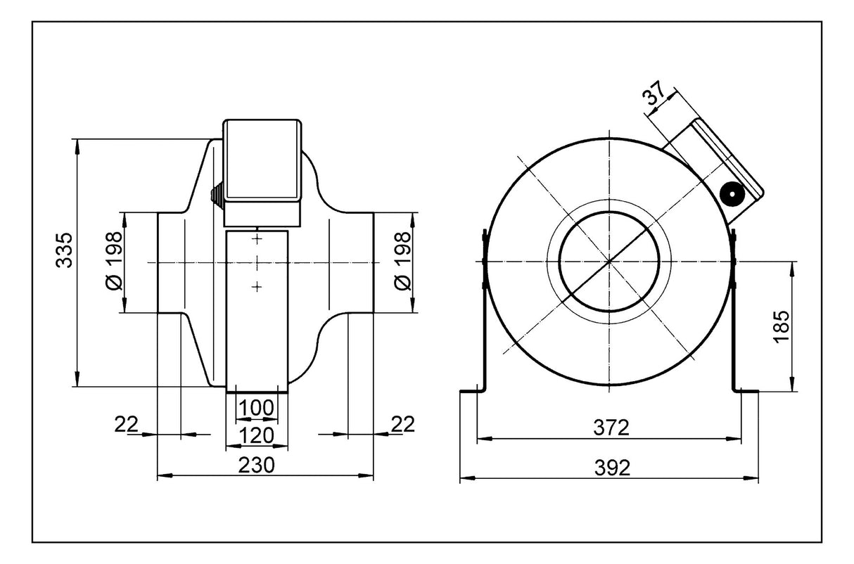 MAICO Rohrventilator 200mm 230V 0,116W ERR 20/1 840cbm/h VA 60°C