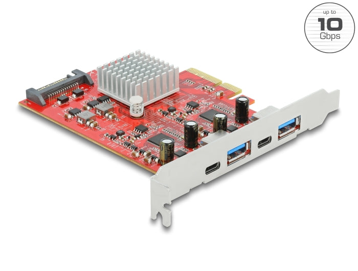 Delock PCI Express x4 Karte zu SuperSpeed USB 10 Gbps mit 2 x USB Typ-A und 2 x USB Type-C™ - Dual Channel