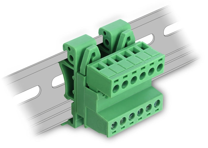 Delock Terminalblock Set für Hutschienen 6 Pin mit Rastermaß 5,08 mm gewinkelt