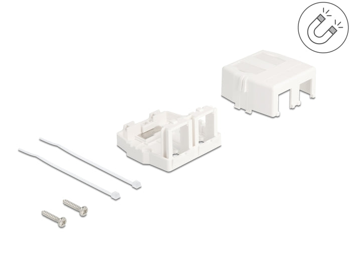 Delock Keystone Leergehäuse 2 Port mit magnetischer Unterseite, weiß