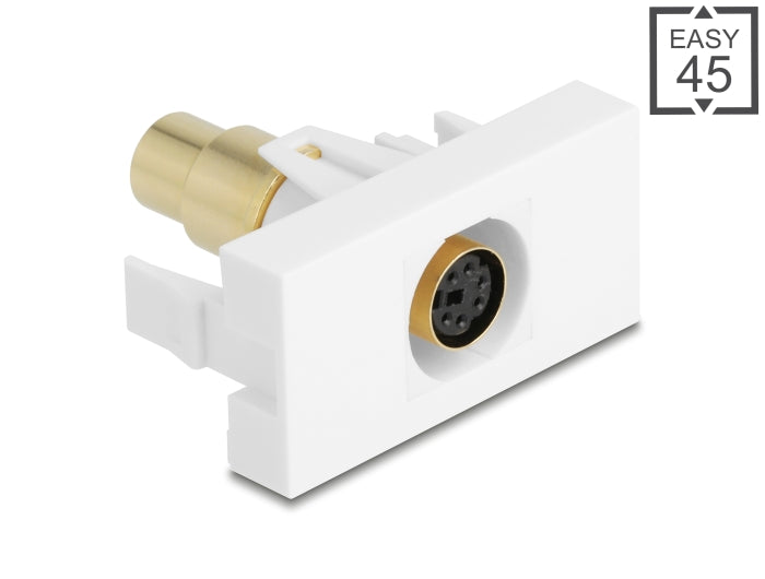 Delock Easy 45 Modul Mini-DIN 6 Pin Buchse zu Buchse vergoldet weiß