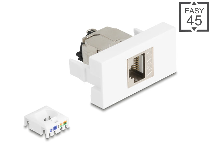 Delock Easy 45 Modul RJ45 Buchse zu LSA Cat.6A STP mit Verschlussclip und kabelbinderfrei