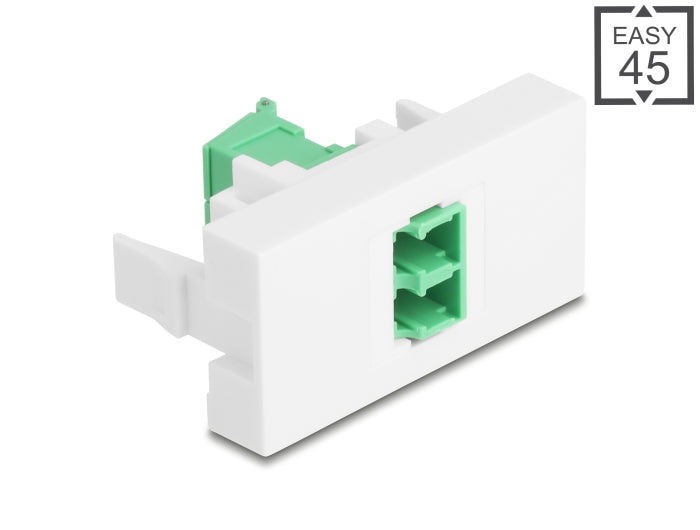 Delock Easy 45 Modul LC Duplex Buchse zu LC Duplex Buchse mit Laserschutzklappe innen grün / weiß