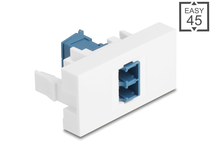 Delock Easy 45 Modul LC Duplex Buchse zu LC Duplex Buchse mit Laserschutzklappe innen blau / weiß