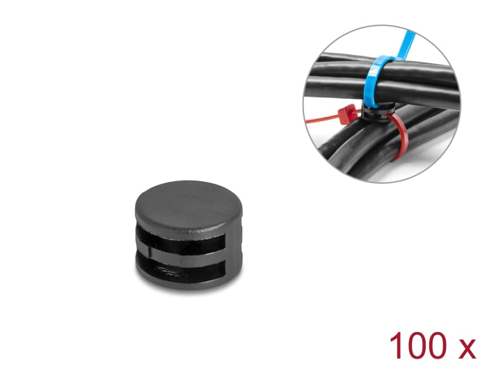 Delock Kabelbinder Befestigungskupplung D 12 x H 8 mm 90° drehbar schwarz 100 Stück