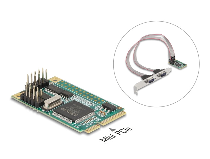 Delock Mini PCIe Karte full size zu 2 x Seriell RS-232 D-Sub 9 Pin