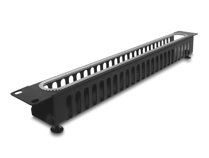 Delock 19″ 1 HE Kabelmanagement Rangierpanel mit Öffnung und Kantenschutz schwarz
