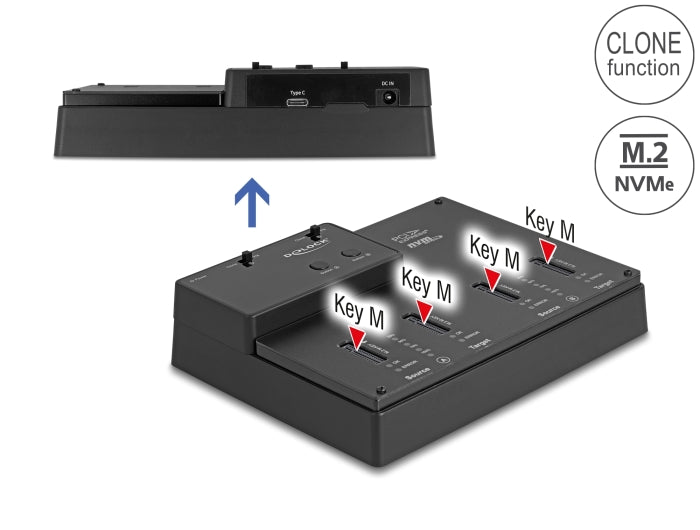Delock M.2 Dockingstation für 4 x M.2 NVMe PCIe SSD mit Klon Funktion