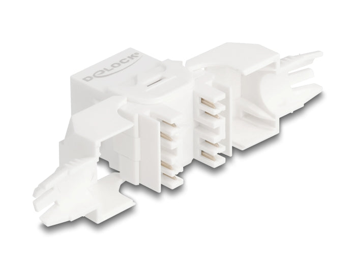 Delock Keystone Modul RJ45 Buchse zu LSA Cat.6A UTP 180° werkzeugfrei mit Kabelverschraubung