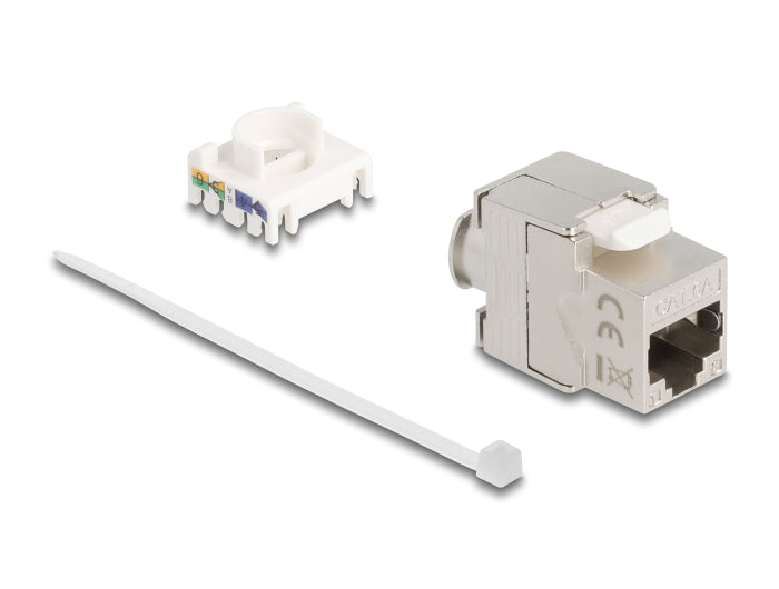 Delock Keystone Modul Slim RJ45 Buchse zu LSA Cat.6A geschirmt 180° werkzeugfrei