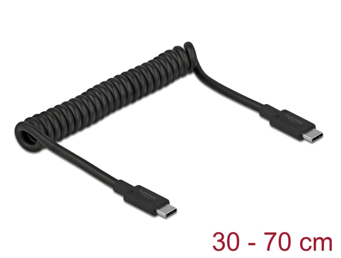 Delock USB 10 Gbps Spiralkabel USB Type-C™ Stecker zu USB Type-C™ Stecker PD 3 A E-Marker