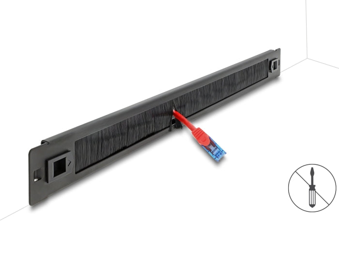 Delock 19″ Kabelmanagement Bürstenleiste werkzeugfrei 1 HE schwarz