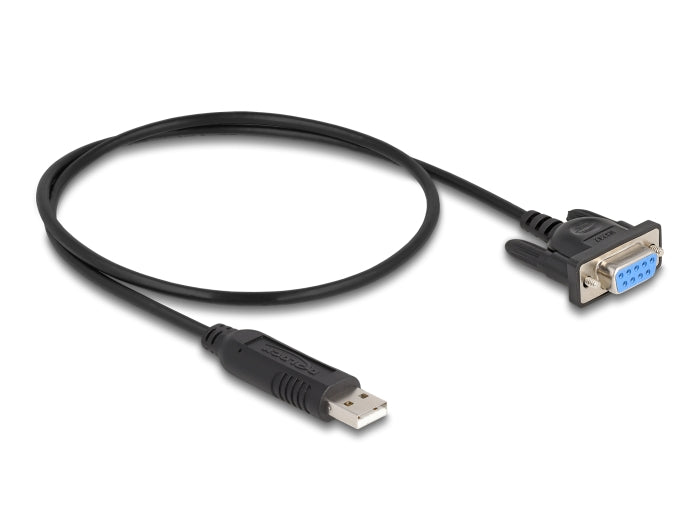 Delock USB 2.0 zu Seriell RS-232 Adapter Sub-D 9 Buchse mit Schrauben kompaktem Steckergehäuse 50 cm FTDI