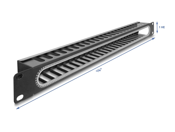 Delock 19″ 1 HE Kabelmanagement Rangierpanel mit Öffnung und Kantenschutz schwarz