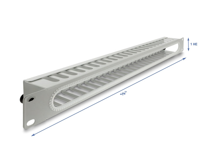 Delock 19″ 1 HE Kabelmanagement Rangierpanel mit Öffnung und Kantenschutz grau