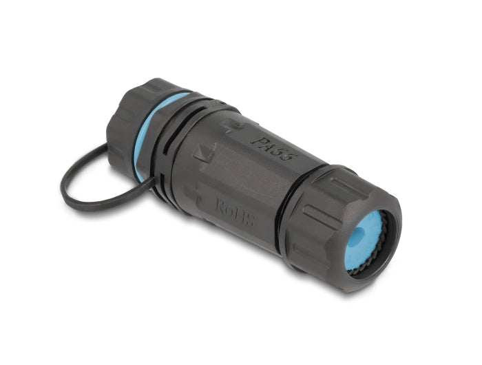 Delock Kabelverbinder RJ45 Buchse zu RJ45 Buchse Cat.6A mit Gehäuse und Verschlusskappe wasserfest