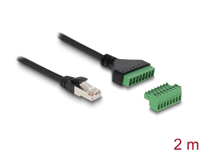 Delock RJ45 Kabel Cat.6 Stecker zu Terminalblock Adapter 2 m 2-teilig