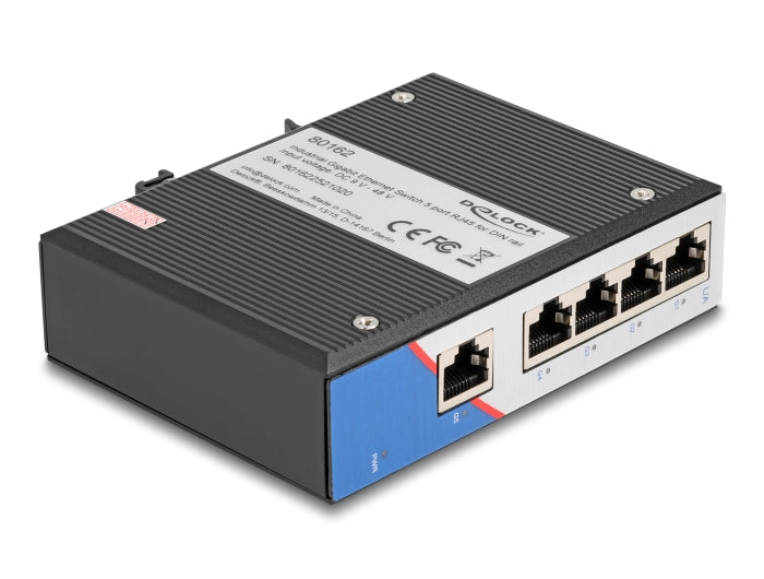 Delock Industrie Gigabit Ethernet Switch 5 Port RJ45 für Hutschiene