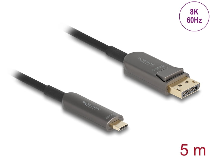 Delock Aktives Optisches Kabel USB Type-C™ zu DisplayPort 8K 60 Hz 40 Gbps 5 m