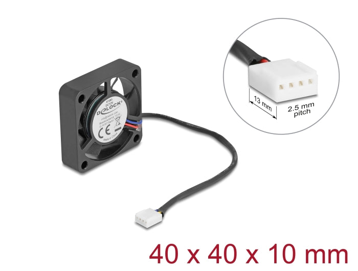 Delock Axiallüfter 12 V DC, 40 x 40 x 10 mm schwarz